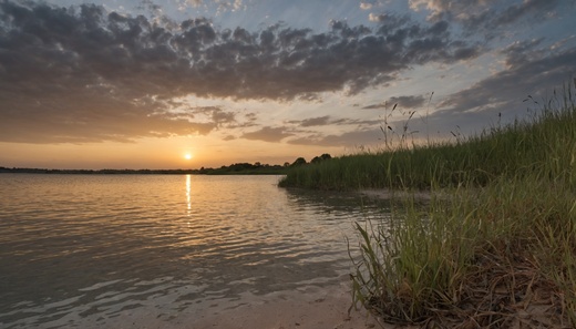 AI: natural pond sunset